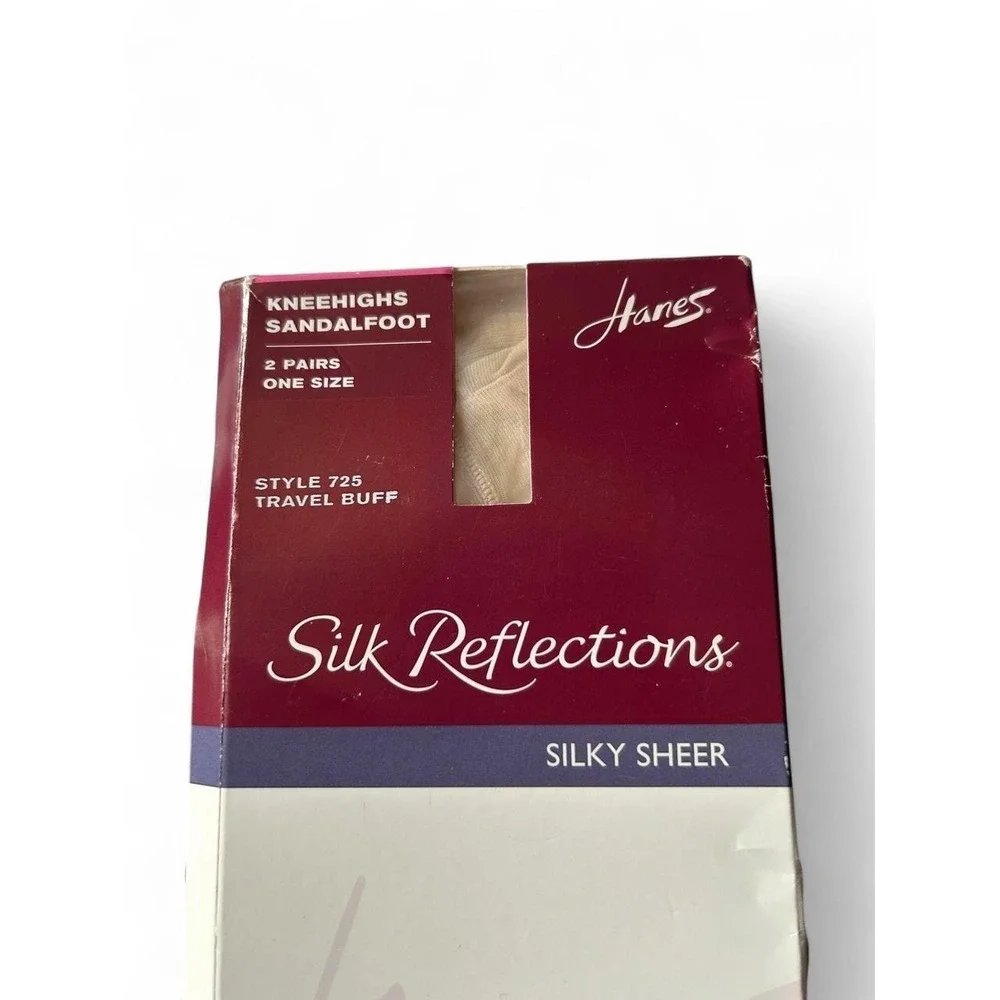 Knee Highs Y2K Hanes Silk Reflections Silky Sheer Travel Buff 2 Pair Vintage NOS